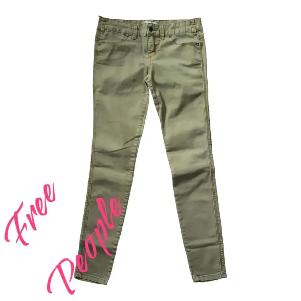 Free people woman's size 28 green skinny jeans ankle basic fall